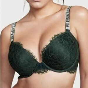 VICTORIA’S SECRET EMARLD GREEN LACE VERY SEXY PUSH UP BRA